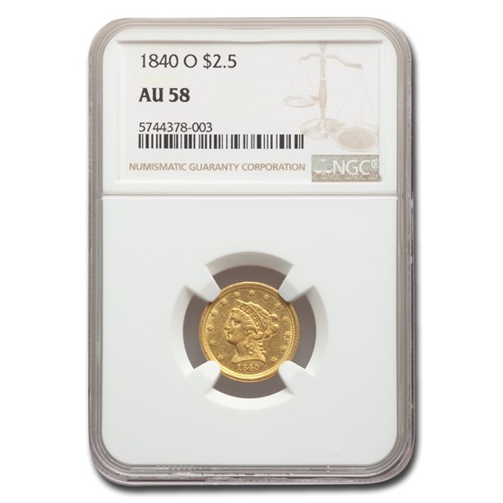 1840-O $2.50 Liberty Gold Quarter Eagle AU-58 NGC 1840-O $2.50 Liberty Gold Quarter Eagle AU-58 NGC